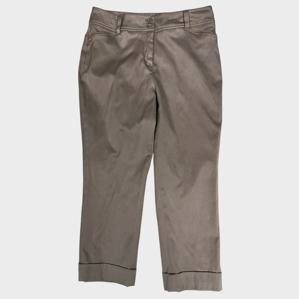 Cato Womens Size 8 Beige Khaki Cropped Pants Polyester Cotton Spandex